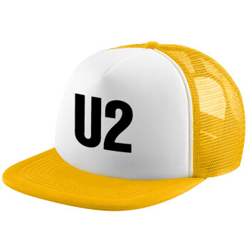 U2 , Καπέλο παιδικό Soft Trucker με Δίχτυ ΚΙΤΡΙΝΟ/ΛΕΥΚΟ (POLYESTER, ΠΑΙΔΙΚΟ, ONE SIZE)