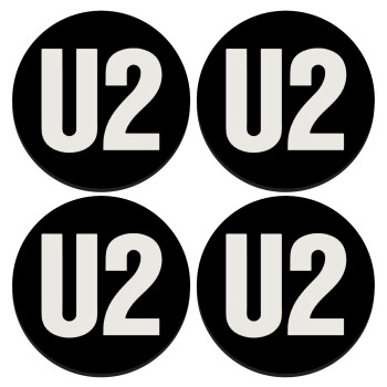 U2 , SET of 4 round wooden coasters (9cm)