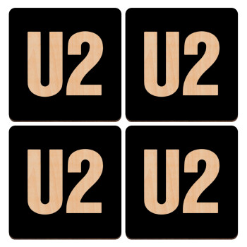 U2 , ΣΕΤ x4 Σουβέρ ξύλινα τετράγωνα plywood (9cm)