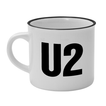 U2 , Κούπα κεραμική vintage Λευκή/Μαύρη 230ml