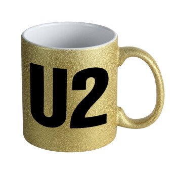 U2 , Κούπα Χρυσή Glitter που γυαλίζει, κεραμική, 330ml