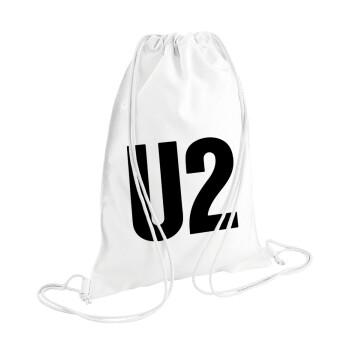 U2 , Τσάντα πλάτης πουγκί GYMBAG λευκή (28x40cm)
