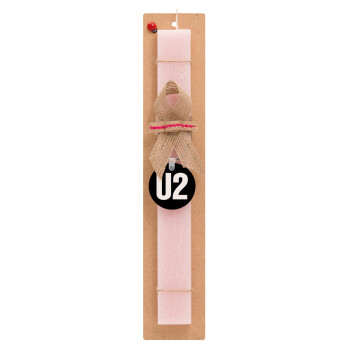 U2 , Easter Set, wooden keychain & scented flat Easter candle (30cm) (PINK)