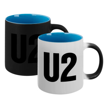 U2 , Κούπα Μαγική εσωτερικό μπλε, κεραμική 330ml που αλλάζει χρώμα με το ζεστό ρόφημα (1 τεμάχιο)