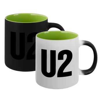 U2 , Κούπα Μαγική εσωτερικό πράσινο, κεραμική 330ml που αλλάζει χρώμα με το ζεστό ρόφημα (1 τεμάχιο)