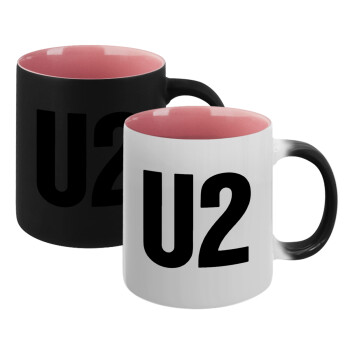 U2 , Κούπα Μαγική εσωτερικό ΡΟΖ, κεραμική 330ml που αλλάζει χρώμα με το ζεστό ρόφημα (1 τεμάχιο)