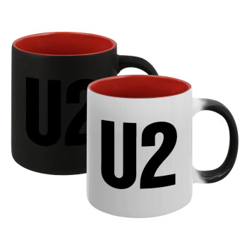 U2 , Κούπα Μαγική εσωτερικό κόκκινο, κεραμική, 330ml που αλλάζει χρώμα με το ζεστό ρόφημα (1 τεμάχιο)