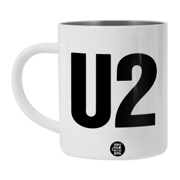 U2 , BIG Mug Stainless steel double wall (450ml, White)