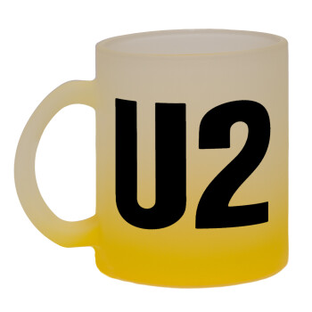U2 , Κούπα γυάλινη δίχρωμη με βάση το κίτρινο ματ, 330ml