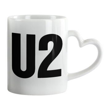 U2 , Κούπα καρδιά χερούλι λευκή, κεραμική, 330ml