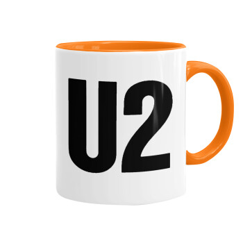 U2 , Κούπα χρωματιστή πορτοκαλί, κεραμική, 330ml