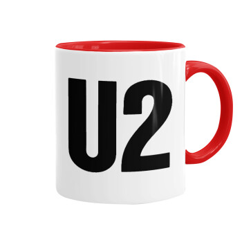 U2 , Κούπα χρωματιστή κόκκινη, κεραμική, 330ml