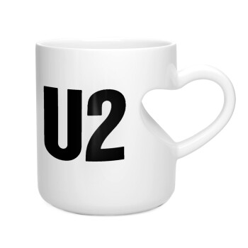 U2 , Κούπα καρδιά λευκή, κεραμική, 330ml