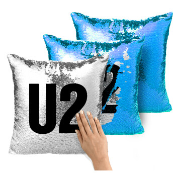 U2 , Μαξιλάρι καναπέ Μαγικό Μπλε με πούλιες 40x40cm περιέχεται το γέμισμα
