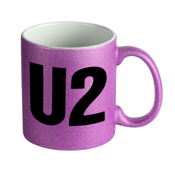 U2 , Κούπα Μωβ Glitter που γυαλίζει, κεραμική, 330ml
