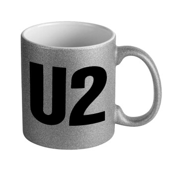 U2 , Κούπα Ασημένια Glitter που γυαλίζει, κεραμική, 330ml