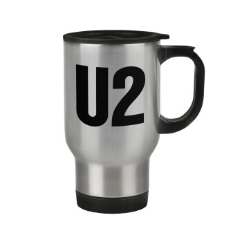 U2 , Κούπα ταξιδιού ανοξείδωτη με καπάκι, διπλού τοιχώματος (θερμό) 450ml