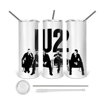 U2 , 360 Eco friendly ποτήρι θερμό (tumbler) από ανοξείδωτο ατσάλι 600ml, με μεταλλικό καλαμάκι & βούρτσα καθαρισμού