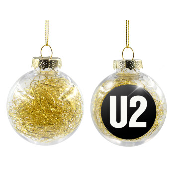U2 , Χριστουγεννιάτικη μπάλα δένδρου διάφανη με χρυσό γέμισμα 8cm