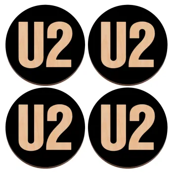 U2 , ΣΕΤ x4 Σουβέρ ξύλινα στρογγυλά plywood (9cm)