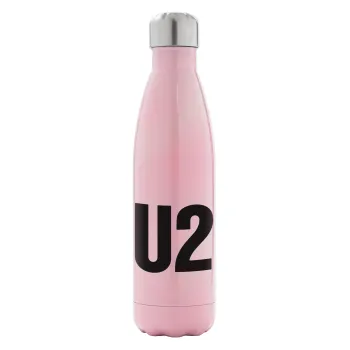 U2 , Μεταλλικό παγούρι θερμός Ροζ Ιριδίζον (Stainless steel), διπλού τοιχώματος, 500ml