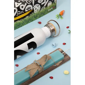 U2 , Πασχαλινή Λαμπάδα με παγούρι μεταλλικό (620ml, stainless steel) & κερί αρωματικό πλακέ (30cm) (ΤΙΡΚΟΥΑΖ)