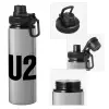 Metallic water bottle with safety cap, 850ml aluminum