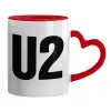 Mug heart red handle, ceramic, 330ml