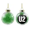 Transparent Christmas tree ball ornament with green filling 8cm