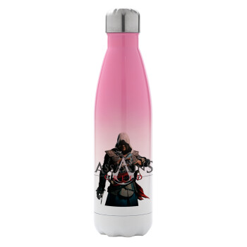 Assassin's Creed, Μεταλλικό παγούρι θερμός Ροζ/Λευκό (Stainless steel), διπλού τοιχώματος, 500ml