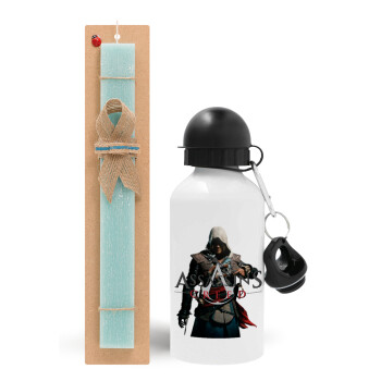 Assassin's Creed, Πασχαλινό Σετ, παγούρι μεταλλικό αλουμινίου (500ml) & λαμπάδα αρωματική πλακέ (30cm) (ΤΙΡΚΟΥΑΖ)