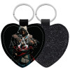 Μπρελόκ PU δερμάτινο glitter καρδιά ΜΑΥΡΟ