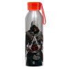 Aluminum Sports Bottle 650ml – Silver with Red Cap and Silicone Strap