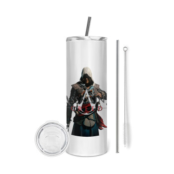 Assassin's Creed, Tumbler ποτήρι θερμό από ανοξείδωτο ατσάλι 600ml, με μεταλλικό καλαμάκι & βούρτσα καθαρισμού