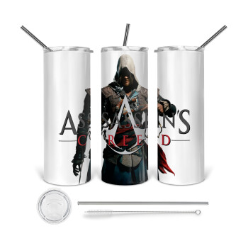 Assassin's Creed, 360 Eco friendly ποτήρι θερμό (tumbler) από ανοξείδωτο ατσάλι 600ml, με μεταλλικό καλαμάκι & βούρτσα καθαρισμού