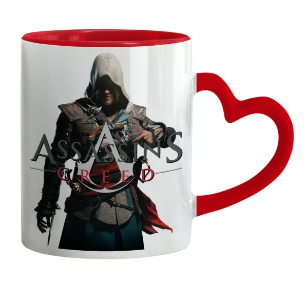 Assassin's Creed — Mug heart red handle, ceramic, 330ml