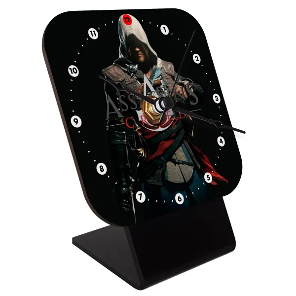 Assassin's Creed — Quartz Wooden table clock with hands (10cm)