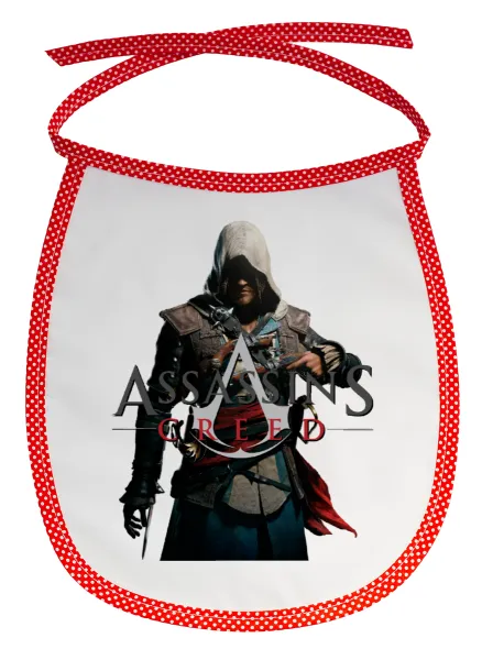 Assassin's Creed — Stain-resistant baby bib with tie, red