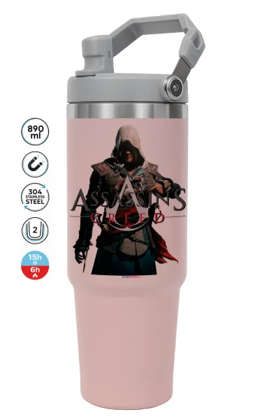 Assassin's Creed — ΡΟΖ Travel Tumbler Θερμός με χερούλι και καλαμάκι 890ml