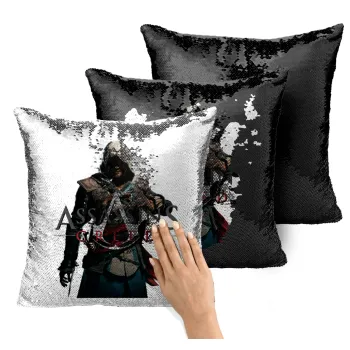 Assassin's Creed, Μαξιλάρι καναπέ Μαγικό Μαύρο με πούλιες 40x40cm περιέχεται το γέμισμα