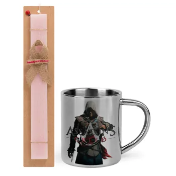 Assassin's Creed, Πασχαλινή Λαμπάδα με μεταλλική κούπα θερμό (300ml) & κερί αρωματικό πλακέ (30cm) (ΡΟΖ)