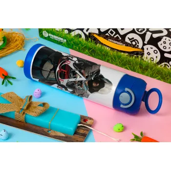 Assassin's Creed, Easter candle, Childrens hot water bottle, stainless steel, with safety straw, BLUE (500ml)