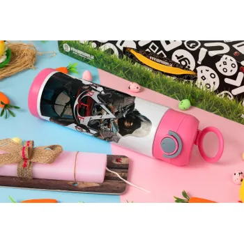 Assassin's Creed, Easter candle, Childrens hot water bottle, stainless steel, with safety straw, PINK (500ml)