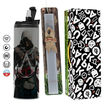 Assassin's Creed, Easter candle with Grey Tumbler Thermo 600ml & aromatic flat candle (30cm) (GREY)
