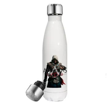 Assassin's Creed, Μεταλλικό παγούρι θερμός Λευκό (Stainless steel), διπλού τοιχώματος, 500ml