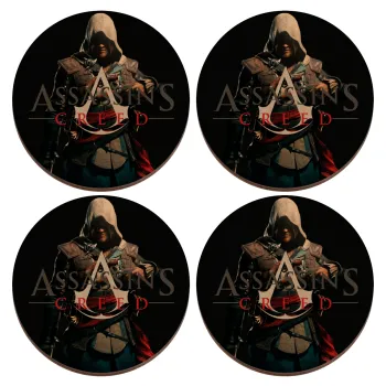 Assassin's Creed, ΣΕΤ x4 Σουβέρ ξύλινα στρογγυλά plywood (9cm)