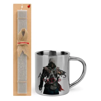 Assassin's Creed, Πασχαλινή Λαμπάδα με μεταλλική κούπα θερμό (300ml) & κερί αρωματικό πλακέ (30cm) (ΓΚΡΙ)