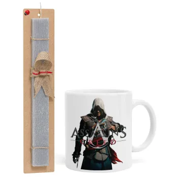 Assassin's Creed, Easter Set, Ceramic Cup (330ml) & Easter aromatic flat candle (30cm) (GRAY)