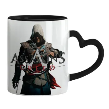 Assassin's Creed, Κούπα καρδιά χερούλι μαύρη, κεραμική, 330ml