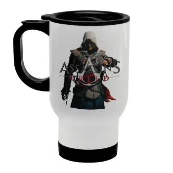 Assassin's Creed, Stainless steel travel mug with lid, double wall white 450ml